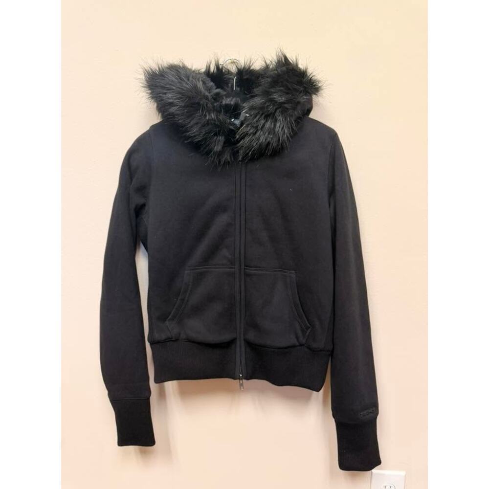SKIMS Cotton Fleece Fur Lined Zip Up Hoodie - Onyx Size M NWT #1598
